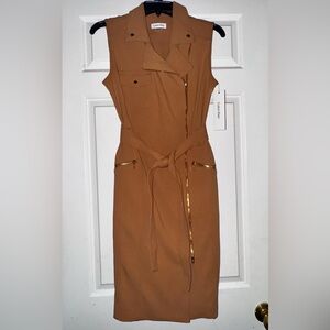 Calvin Klein Tan Sleeveless Midi Dress